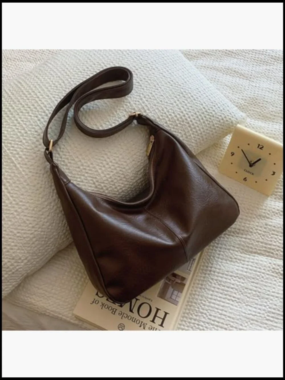 Slouchy Vegan Leather Hobo Shoulder Bag Large Capacity Crossbody Tote